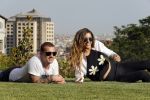 istanbul 22 mei 2013
Wesley Sneijder en zijn vrouw Yolanthe Sneijder Cabau met hun hond voor hun huis in Istanbul
Peter Smulders bv