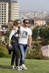 istanbul 22 mei 2013
Wesley Sneijder en zijn vrouw Yolanthe Sneijder Cabau met hun hond voor hun huis in Istanbul
Peter Smulders bv