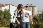 istanbul 22 mei 2013
Wesley Sneijder en zijn vrouw Yolanthe Sneijder Cabau met hun hond voor hun huis in Istanbul
Peter Smulders bv
