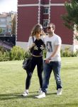 istanbul 22 mei 2013
Wesley Sneijder en zijn vrouw Yolanthe Sneijder Cabau met hun hond voor hun huis in Istanbul
Peter Smulders bv