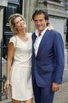 Amsterdam 20 juni 2015 
Trouwen Kimberley Klaver en Bas Schothorst in de Duif in Amsterdam. Anouska Wink met vriend
