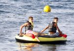 ibiza 5 augustus 2015
Lilly Becker en haar zoon en de zonen van Boris Becker op het strand van Cala Bassa