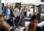 Amsterdam 12 augustus 2015 
Chantal Janzen met haar man Marco op de cornelis schuytstraat