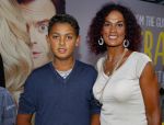 Amsterdam 12 augustus 2015  
Premiere Trainreck in Tuschinski. Chimene v Oosterhout met zoon