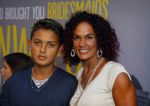 Amsterdam 12 augustus 2015  
Premiere Trainreck in Tuschinski. Chimene v Oosterhout met zoon
