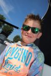 Sneek, 2 Augustus 2015
Rintje Ritsma met zijn vriendin Youandi Mazeland en haar zoon Clemens
met hun boot de Bluefin