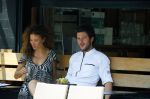 Amsterdam 2 juli 2015
Katja Schuurman met haar nieuwe vriend Freek v Noortwijk bij het restaurant waar hij werkt.