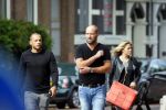 Amsterdam 8 juli 2015  
Johnny Heitinga en Charlotte en slager Evert Blauendraat in amsterdam zuid