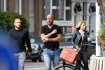 Amsterdam 8 juli 2015  
Johnny Heitinga en Charlotte en slager Evert Blauendraat in amsterdam zuid