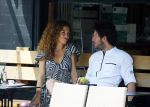Amsterdam 2 juli 2015
Katja Schuurman met haar nieuwe vriend Freek v Noortwijk bij het restaurant waar hij werkt.