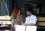 Amsterdam 2 juli 2015
Katja Schuurman met haar nieuwe vriend Freek v Noortwijk bij het restaurant waar hij werkt.