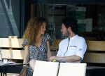 Amsterdam 2 juli 2015
Katja Schuurman met haar nieuwe vriend Freek v Noortwijk bij het restaurant waar hij werkt.