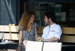 Amsterdam 2 juli 2015
Katja Schuurman met haar nieuwe vriend Freek v Noortwijk bij het restaurant waar hij werkt.