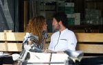 Amsterdam 2 juli 2015
Katja Schuurman met haar nieuwe vriend Freek v Noortwijk bij het restaurant waar hij werkt.