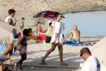 ibiza 5 augustus 2015
Lilly Becker en haar zoon en de zonen van Boris Becker op het strand van Cala Bassa