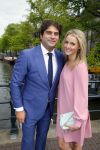 Amsterdam 20 juni 2015 
Trouwen Kimberley Klaver en Bas Schothorst in de Duif in Amsterdam. Liza Sips met vriend  Ralph Mannheim