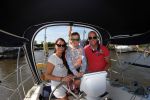 Sneek, 2 Augustus 2015
Rintje Ritsma met zijn vriendin Youandi Mazeland en haar zoon Clemens
met hun boot de Bluefin