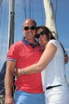 Sneek, 2 Augustus 2015
Rintje Ritsma met zijn vriendin Youandi Mazeland en haar zoon Clemens
met hun boot de Bluefin