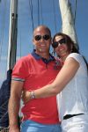 Sneek, 2 Augustus 2015
Rintje Ritsma met zijn vriendin Youandi Mazeland en haar zoon Clemens
met hun boot de Bluefin