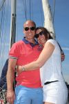Sneek, 2 Augustus 2015
Rintje Ritsma met zijn vriendin Youandi Mazeland en haar zoon Clemens
met hun boot de Bluefin