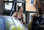 Amsterdam 1 juli 2015 
Trijntje Oosterhuis zwanger met fiets en een vriendin
