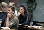 Amsterdam 12 juli 2016 
Chelsey Weimar op terras in Amsterdam zuid.