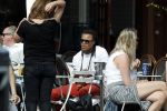 Amsterdam 17 juli 2016 
Edgar davids op terras met verschillende dames.