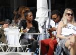 Amsterdam 17 juli 2016 
Edgar davids op terras met verschillende dames.