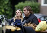Amsterdam 7 juli 2016 
Frank Evenblij in de jordaan op terras met een man en een vrouw .