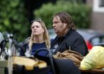 Amsterdam 7 juli 2016 
Frank Evenblij in de jordaan op terras met een man en een vrouw .