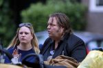 Amsterdam 7 juli 2016 
Frank Evenblij in de jordaan op terras met een man en een vrouw .