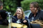 Amsterdam 7 juli 2016 
Frank Evenblij in de jordaan op terras met een man en een vrouw .