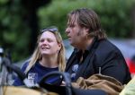 Amsterdam 7 juli 2016 
Frank Evenblij in de jordaan op terras met een man en een vrouw .