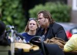 Amsterdam 7 juli 2016 
Frank Evenblij in de jordaan op terras met een man en een vrouw .