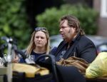 Amsterdam 7 juli 2016 
Frank Evenblij in de jordaan op terras met een man en een vrouw .
