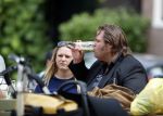 Amsterdam 7 juli 2016 
Frank Evenblij in de jordaan op terras met een man en een vrouw .