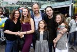 Amsterdam 17 juli 2016
Premiere huisdiergeheimen in Pathe arena. Javier Guzman zijn dochter Amelie ( grijze trui met hart) ex vriendin Yvette Hoogerwerf Hugo Metsers  met dochter Delphine Metsers (paarse kleding) en Kyara (grijze jurk)