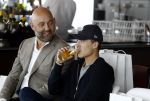 Amsterdam 11 juli 2016 
Modeshow Maria Tailor in de amsterdam Lookout aan het IJ. Lil Kleine met Jeroen v d Berg