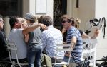 Amsterdam 15 juli 2016
Barry en Sandra Hay op terras met vrienden waaronder Ruben Nicolai en Regina Romeijn.