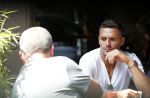Amsterdam 24 juli 2018
Dusan tadic ( speler ajax) op terras bij v Dam.