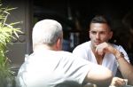 Amsterdam 24 juli 2018
Dusan tadic ( speler ajax) op terras bij v Dam.