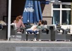 Almere 3 juli 2018
Glennis Grace met haar nieuwe vriend Levy Simon op terras.