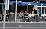 Almere 3 juli 2018
Glennis Grace met haar nieuwe vriend Levy Simon op terras.