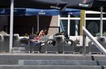 Almere 3 juli 2018
Glennis Grace met haar nieuwe vriend Levy Simon op terras.