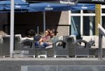 Almere 3 juli 2018
Glennis Grace met haar nieuwe vriend Levy Simon op terras.