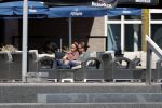 Almere 3 juli 2018
Glennis Grace met haar nieuwe vriend Levy Simon op terras.