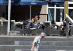 Almere 3 juli 2018
Glennis Grace met haar nieuwe vriend Levy Simon op terras.