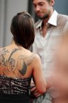 Amsterdam 30 juli 2018
Premiere Mission Impossible in Pathe Arena. Jennifer de Jong met vriend en tatoo
