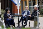 Laren 25 juli 2020
Ad Visser met zijn vrouw en een kennis op terras in laren