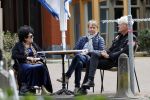 Laren 25 juli 2020
Ad Visser met zijn vrouw en een kennis op terras in laren